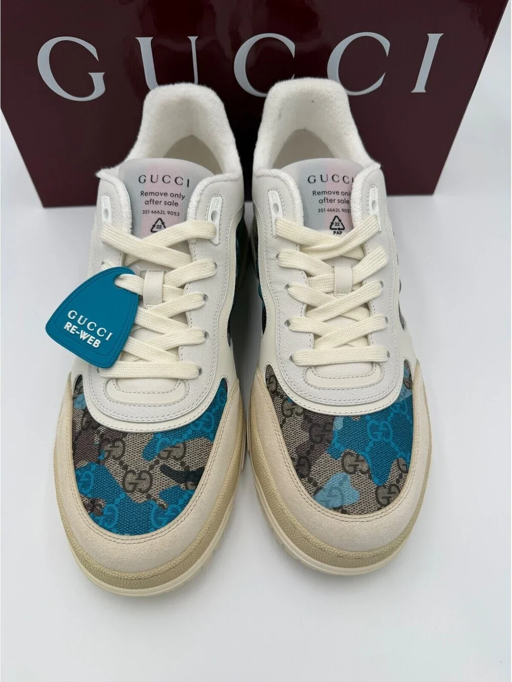 Gucci Re Web Sneakers Beige Mens Size 11/44 New
